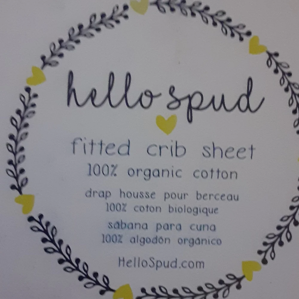 Hello Spud white pink yellow pineapple fitted cribsheet 100% organic cotton New…